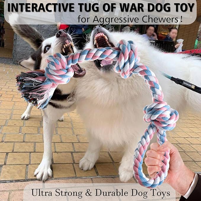 XIGOU Indestructible Dog Toys - Tough Puppy Chew Toys for Aggressive Chewers, Dental Cleaning Tug of War Toy, Great for Small to Large Breeds