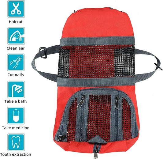 Cinf Cat Nail Clipping Cleaning Grooming Restraint Bag No Scratching Biting for Bathing Nail Trimming Injecting Examining(Pure Red,M)