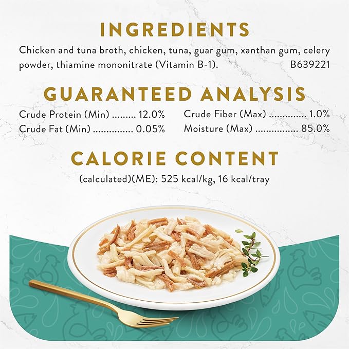 Purina Fancy Feast Appetizers Lickable Grain Free Wet Cat Food Topper White Meat Chicken and Flaked Tuna Appetizer - (Pack of 10) 1.1 oz. Trays