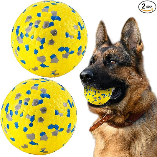 FUSOTO 2Pcs Dog Balls, Tennis Balls for Dog Aggressive Chewers, for Large Medium Small Puppy, Training Catch&Fetch, Water Floats Toys, Yellow