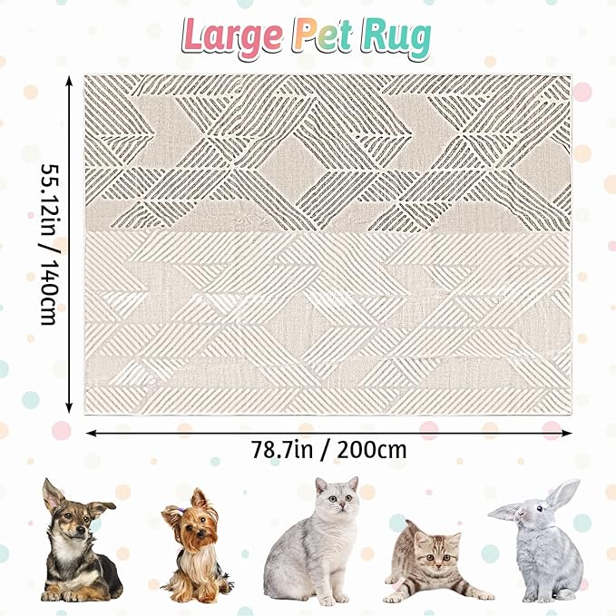 VCEPJH Bunny Floor Mat 55 x 78.7in Rabbit Cage Liner Washable Large Reusable Guinea Pigs Rug Anti-Slip Whelping Pads for Small Pet Dogs Puppy Chinchillas Cats Ferrets
