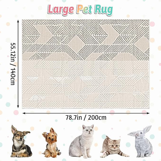 VCEPJH Bunny Floor Mat 55 x 78.7in Rabbit Cage Liner Washable Large Reusable Guinea Pigs Rug Anti-Slip Whelping Pads for Small Pet Dogs Puppy Chinchillas Cats Ferrets