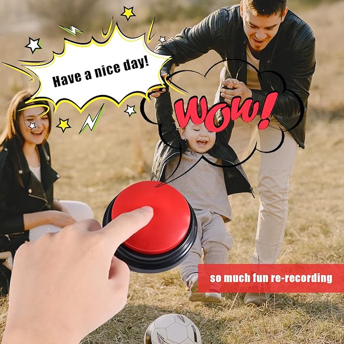 KINBOM Pet Communication Button for Dogs, 30 Seconds Voice Recording Button Dog Pet Training Buzzer Pet Interactivity Device Dog Bells for Potty Training, Not Include Batteries (Red)