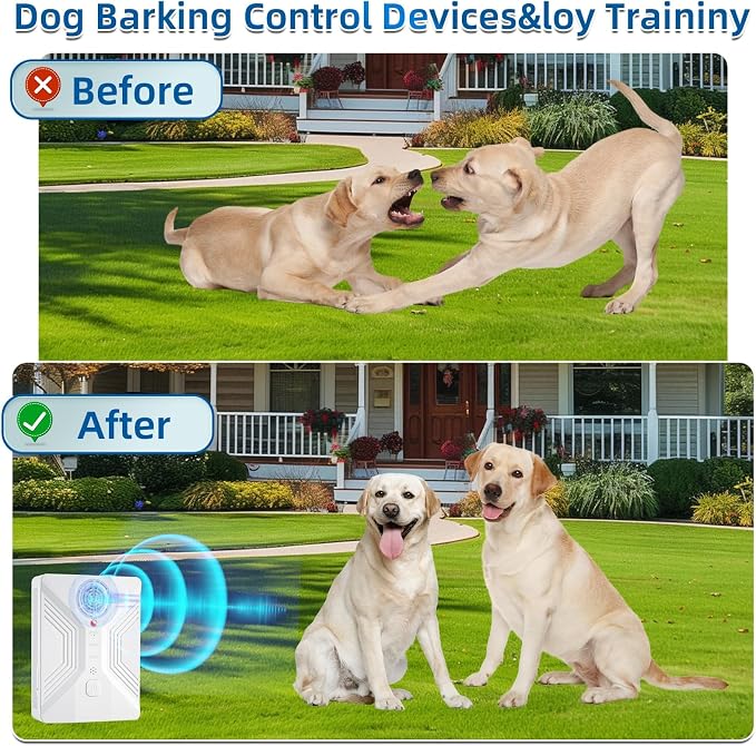 Nupec Ultrasonic Anti Barking Device, 3 Adjustable Modes Bark Control Box, 50FT Long Range Dog Barking Deterrent, Outdoor Dog Bark Stopper & Training Tool for Effective Barking Control | Auto-activated by barking, hands-free operation,rainproof for out...