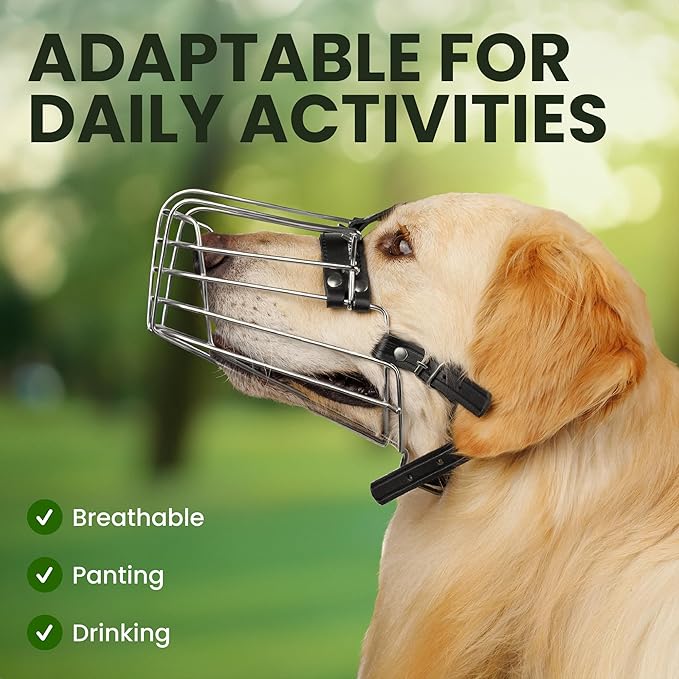 BRONZEDOG Wire Basket Dog Muzzle, Breathable Metal Mask for Small, Medium & Large Dogs, Adjustable & Padded, Training & Behavior Support (Size 5)