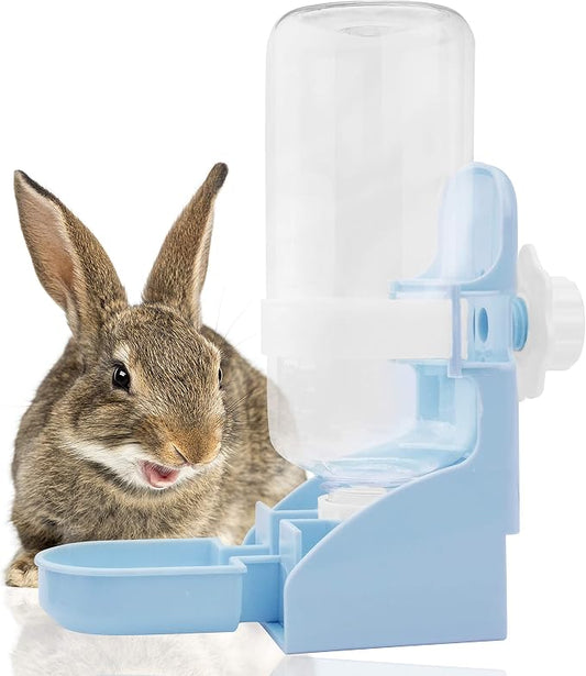 Rabbit Water Bottle,17oz Automatic Rabbit Water Bowl Dispenser Hanging Small Animal Water Bowl No Leak Water Feeder for Bunny Chinchilla Guinea Pig Hedgehog Hamster Ferret