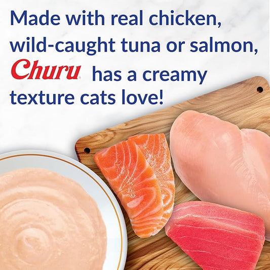 INABA Churu Cat Treats, Lickable, Squeezable Creamy Purée with Vitamin E, 0.5 Ounces per Tube, 100 Tubes Total, Chicken Variety