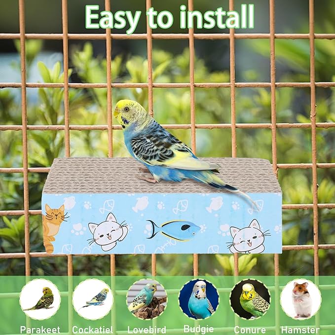 ElevateTech 2 PCS Bird Chew Toy Parrot Cage Perch Cardboard Platform Bird Paw Grinding Stand for Cage Birds Resting Platform Stand Parrot Playground Exercise Toys ParakeetsCage Accessories