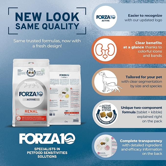 Forza10 - Cat Food, Vet-Apoorved Pet Food for Kidney Support, Non-GMO, Fish Flavor, Crafted for Adults, Made in Italy (3.3 lb)