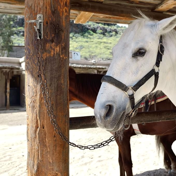 Dunzy 6 Pcs Bucket Hooks for Horses Bucket Holder Metal Equestrian Water Hook Hangers Horse Stalls Feed Barn Farmhouse Supplies(Silver)
