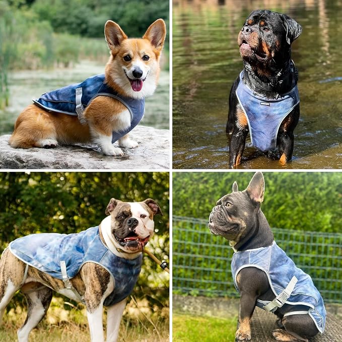 Spark Paws Dog Cooling Vest - SPF 50 UV Sun Protection - Summer Heat Relief Gear for Dogs, Lightweight, Evaporative Cooling - Dog Anxiety Relief Vest During Hot Days - Ice Blue, Small