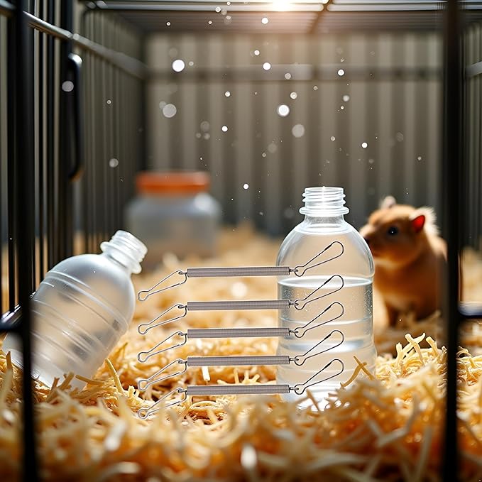 5Pcs Spring with 2 Clips Used Singly or in Combination to Hold Rabbit Water Dispenser Drinking Bottle for Small Animals Feeding and Watering Supplies Pet Supplies