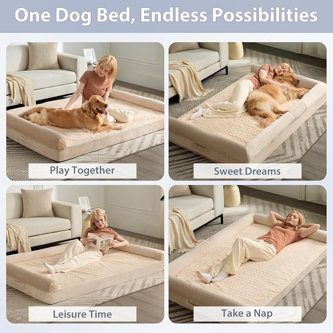 BFPETHOME Orthopedic Washable Dog Beds Large Sized Senior Dog for Comfy Sleeping with Removable Cover, Waterproof Big Soft Pet Couch Bed for Dogs Relax