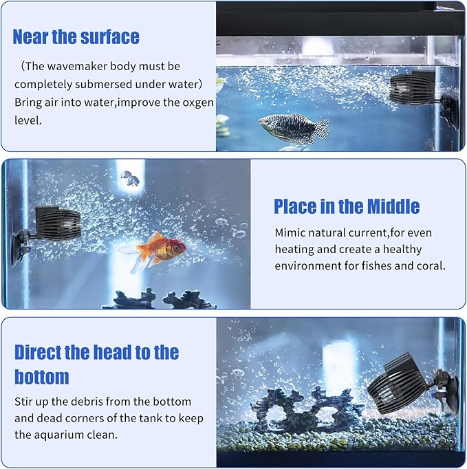 AQUANEAT 2 Pack Aquarium Circulation Pump,800 GPH Fish Tank Powerhead, Saltwater Wave Maker, Submersible Water Pump with Suction Cup