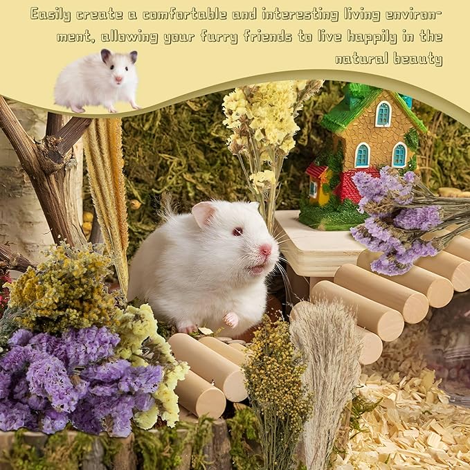 Sukh 47Pcs Natural Hamster Herb Bedding - Safe Cage Accessories & Hideout Enclosure and Habitat Decor for Syrian Dwarf Hamsters, Guinea Pigs, Gerbils and Small Pets