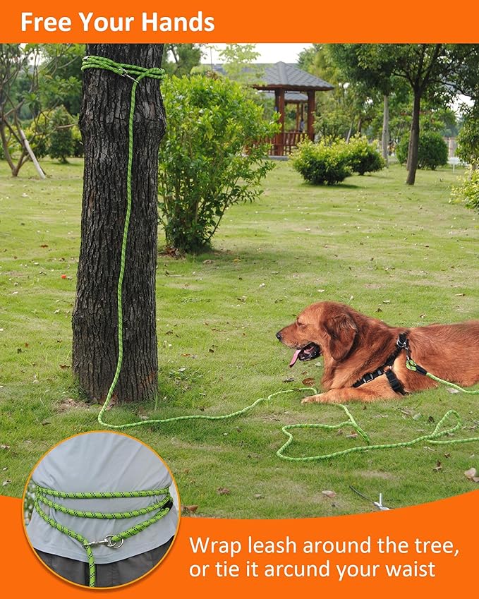 Long Rope Leash for Dog Training 16FT 30FT 50FT 100FT, Reflective Threads Check Cord Recall Training Agility Dog Lead for Large Medium Small Dogs, Dog Tie-out cable for Playing, Camping, or Backyard