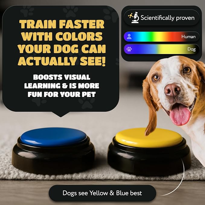 KUL KING'S Waterproof & Non-Slip Dog Talking Buttons - 8 Recordable Buttons with Special Training Mat & Guide, Batteries, Stickers - Talking Dog Buttons for Communication