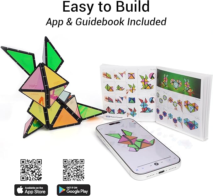 TOSY Magnet Pyramid Stone - 1 Cube Transforms into 1 Billion Shapes (Bunny, Egg Basket, Flowers, Heart…), 243 Rare Earth Magnets, Holographic Design, Puzzle/STEAM Toy, Easter Birthday Gift, 2-Pack