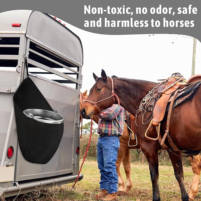 Paterr 2 Pcs Black Horse Feed Bag Hanging Bucket Holder Trailer Bag Suitable for 5 Gallon Water Bucket Horse Trailer Accessories 600d Polyester Feeding Supplies