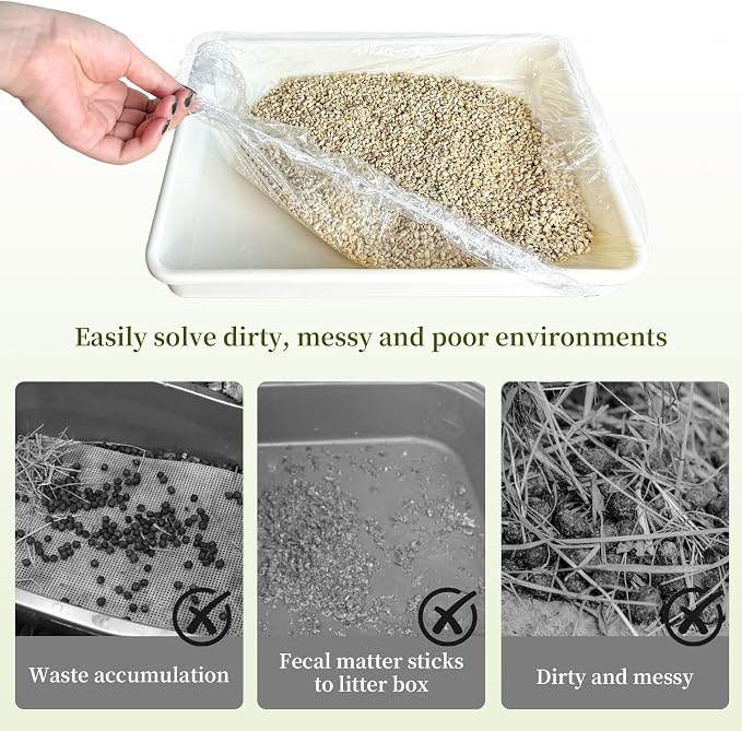 upcessory Disposable 50 pcs Small Animal Cage Liners, Rabbit Tray Film Liner Bunny Litter Pan Bags Guinea Pig Cage Toilet Plastic Film for Bird Hamster Chinchilla Hedgehog