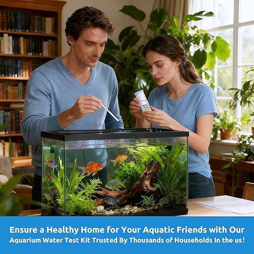 SEAOURA 9-in-1 Aquarium Test Kit for Fish Tanks - 65 Strips Water Testing Strips for Aquariums & Ponds Accurate Testing Iron，Copper，Nitrate，Nitrite，Chlorine，Hardness，Alkalinity，Carbonate，pH