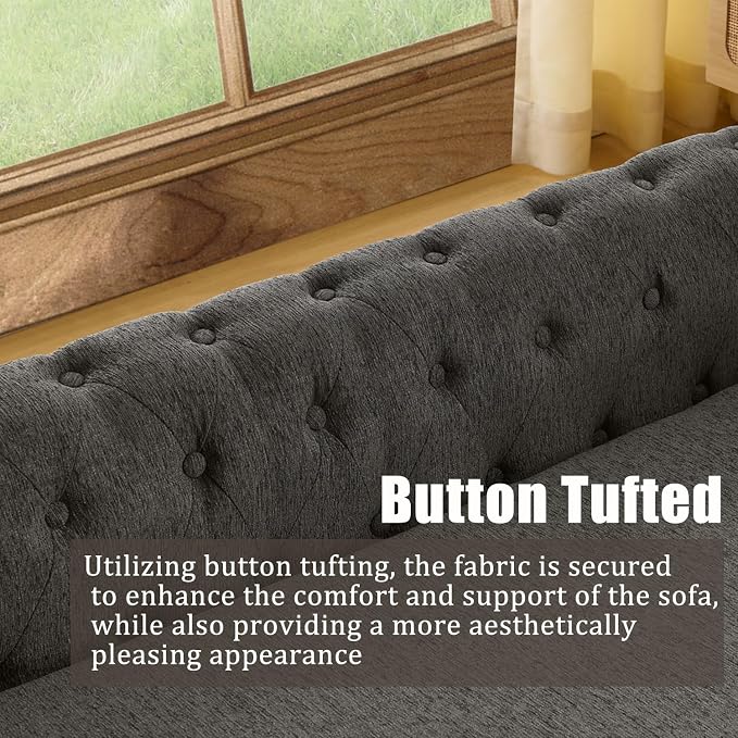 Large Dog Couch, for Large & Extra Large Dogs | Removable & Washable | No Assembly Required | Breathable Linen Fabric | Soft Foam |Floor-friendly sofa legs | Dark Grey