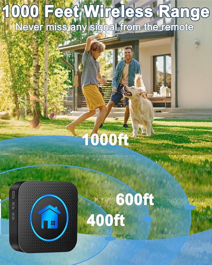 Dog Door Bell 2026 Enhanced Touch, Wireless Doggie Doorbell for Potty Training to Go Outside, IP65 Waterproof, 1000ft Range, 55 Melodies, 5 Modes & Adjustable Volume, 2 Receivers+2Buttons