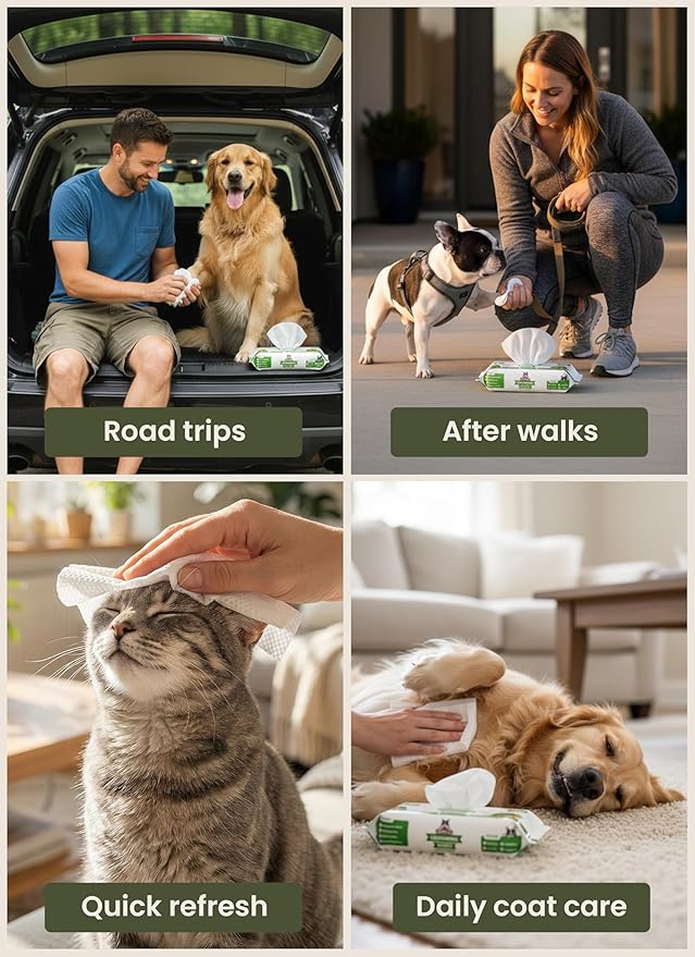 Pogi’s Dog Grooming Wipes – Hypoallergenic Pet Wipes for Paws, Body & Butt – Cleaning & Hydrating, Green Tea Scent, 400 Count
