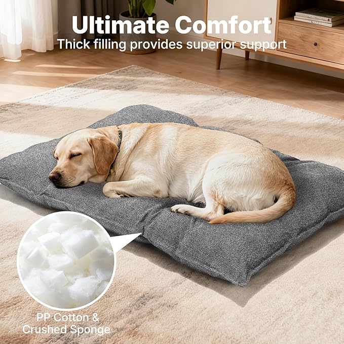Veehoo Indestructible Dog Bed for Crate, Chew Proof Dog Crate Pad with Reinforced Corners, Medium Washable Chew Resistant Pet Mat for Kennel, 30" x 18"