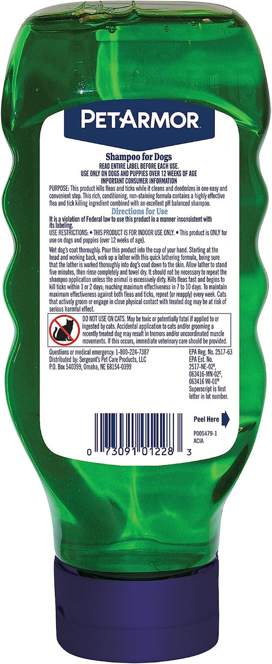 PetArmor Flea & Tick Protection Shampoo for Dogs, Sunwashed Linen Scent, 18 oz (Pack of 2)