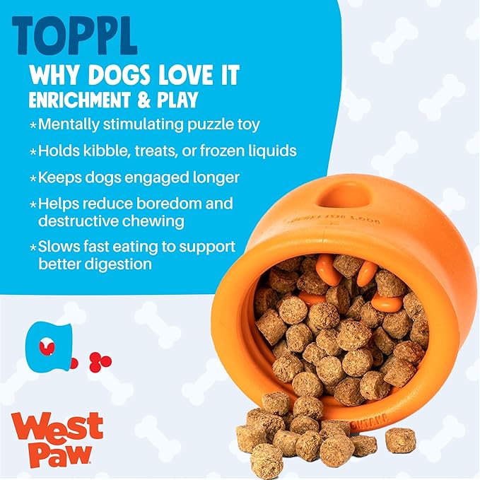 WEST PAW Zogoflex Toppl Interactive Treat Dispensing Puzzle Dog Toy for Mental Stimulation & Enrichment-Holds Kibble & Treats-Lickable, Freezable & Dishwasher Safe-Made in USA-Small-Cardinal Red