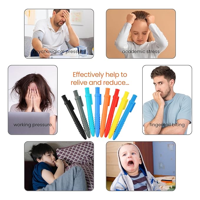 Sensory Chew Toys for Autistic Chewers, 8 Packs Food Grade Silicone Oral Motor Chew Toys & Hand Fidgets for Autism, ADHD, SPD, Anxiety or Special Needs