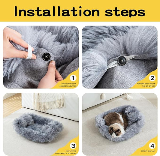 Dog Cat Bed Mat 19.6x31.4 inch, Washable Soft Plush Faux Fur Fluffy Puppy Pads Blanket for Indoor Pet Sleep Cushion Grey