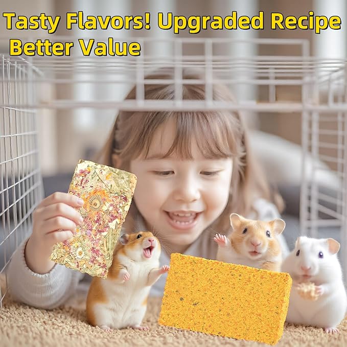 20 Pcs Rabbit Chew Toys 2 in 1 Bunny Treats Timothy Hay Chips with Apple Carrot Herbal Flowers Snack for Guinea Pig Chinchilla Hamster Teeth Grinding Dental Care Small Animal Food