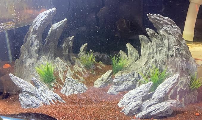 AWXZOM “Soul Valley” Aquarium Ornaments Aquarium Decoration Model Kits, Include 7 pcs Resin Imitation Stone