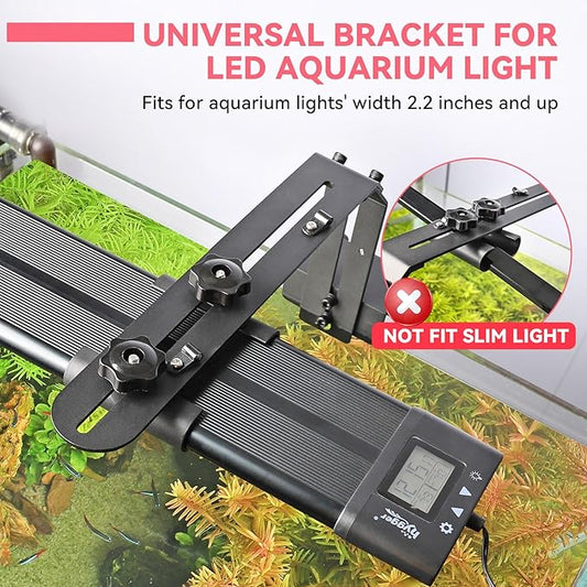 hygger Aquarium Light Riser Fits 957 978 999 918, Universal Fish Tank Light Holder Adjustable Led Aquarium Light Mounting Bracket, Sturdy Aluminum Ultra Wide Base1.7''