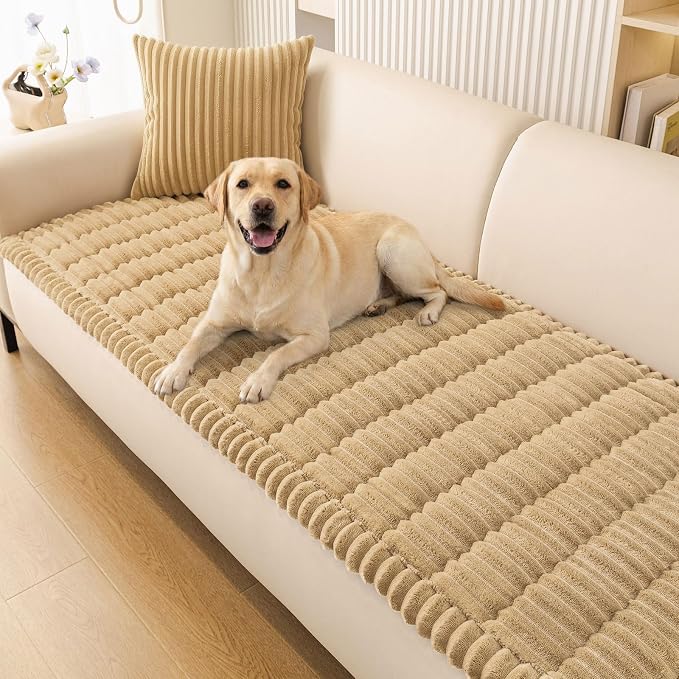Smiry Couch Cover for Dogs, Non Slip Washable Sofa Protector for Pets, Soft Furniture Cover for Pet, Stylish Sofa Covers, Cozy Protect Against Fur, Dirt & Everyday Messes (Camel, 27.6" x 95")