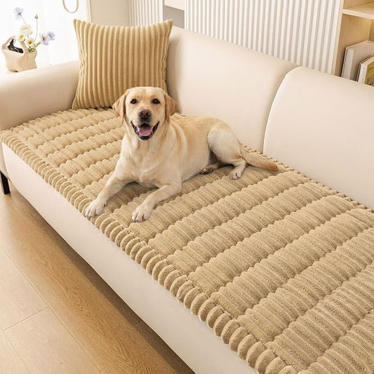 Smiry Couch Cover for Dogs, Non Slip Washable Sofa Protector for Pets, Soft Furniture Cover for Pet, Stylish Sofa Covers, Cozy Protect Against Fur, Dirt & Everyday Messes (Camel, 27.6" x 70.9")