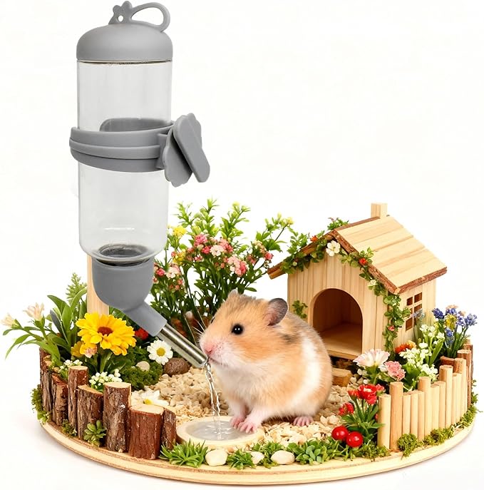 125ml Guinea Pig Water Bottle/Feeder for Hamsters/Hedgehogs/Gliders/Rabbit/mouses/Other Small Pets and Animals,Suitable for Cages, Boxes or Wall-Mounted (Grey, 125ml)