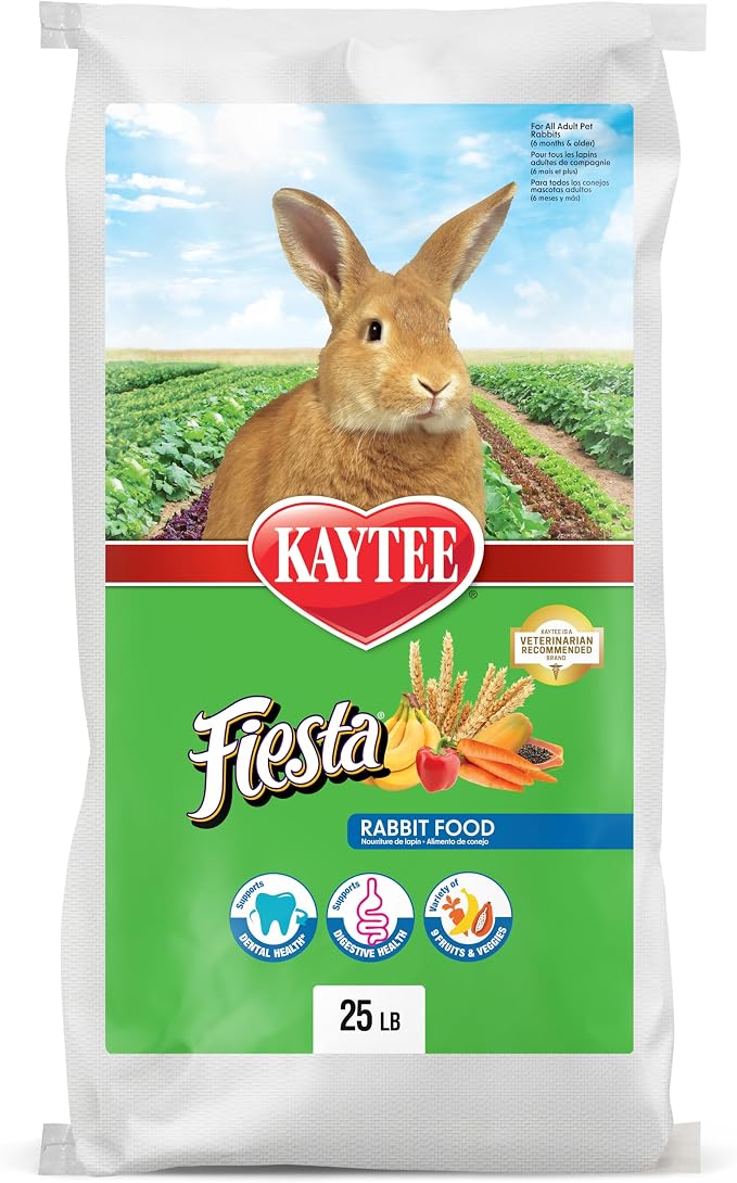 Kaytee Fiesta Rabbit Food, Nutritious and Fun Blend, Supports Dental Health and Digestion, 25 Pounds