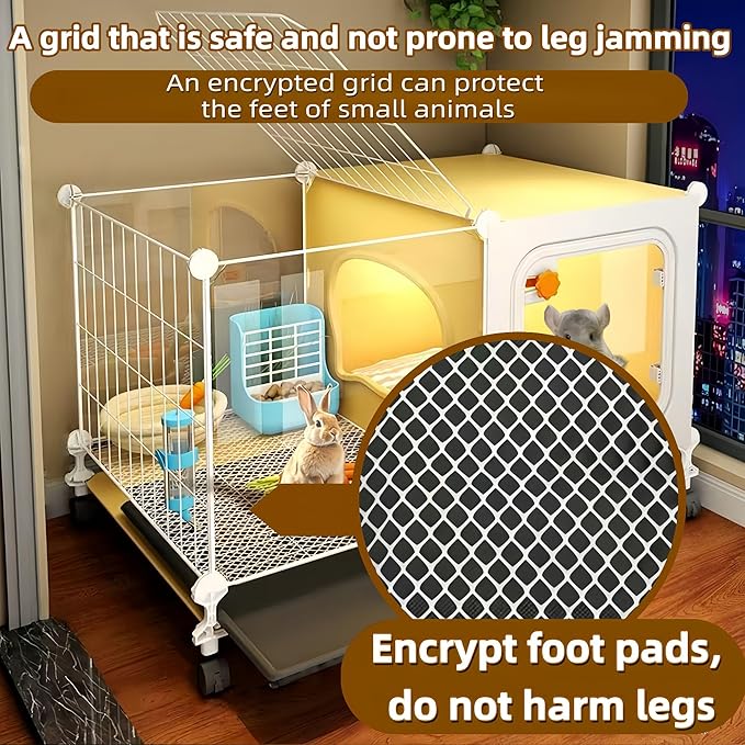 Luxury Villa Rabbit cage with Wheels, Guinea Pig cage, complimentary Food Bowl, Bed. Suitable for Hamsters, Chinchillas, Squirrels, Hedgehogs, Ferrets, Cats，Mouse (27.6" Lx 17.7" Wx17.7 H)