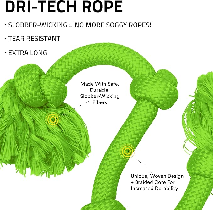 Playology Dog Toys | Dri-Tech Rope Tug of War Dog Toy for Tough Chewers | Sweet Potato Scented Mega Size Tug Rope Toys for Extra Large Dogs