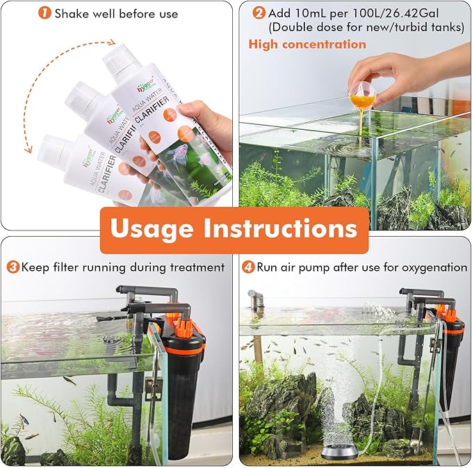 hygger Aquarium Water Clarifier, Water Clarifier for Fish Tank, Clears Cloudy Water for Freshwater and Saltwater Tanks, 1000 ML