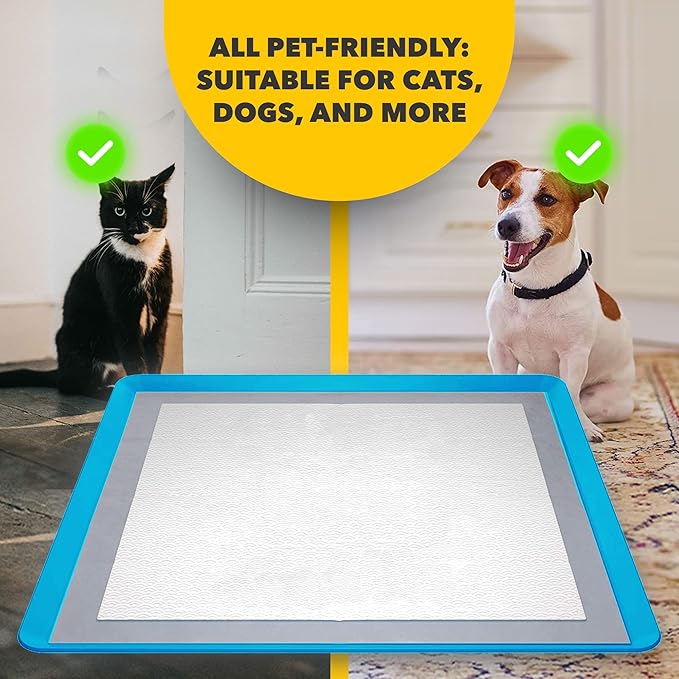 TidyFriend 2 Pack Dog Pee Pad Holder Tray - Fits Up to 24” x 24” Pee Pad Holder for Dogs - Stable Grip, Raised Edges, Quick-Wipe Silicone Surface Dog Pad Holder for Indoor (Dark Blue)