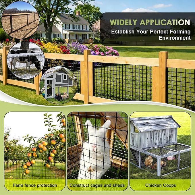 Gbekery Black Hardware Cloth 1/2inch 48in x 100ft 19 Gauge, PVC Coated Galvanized Steel Chicken Wire Fence Roll Garden Plant Welded Metal Wire Fencing Roll, Rabbit Cages Snake Fence, Black