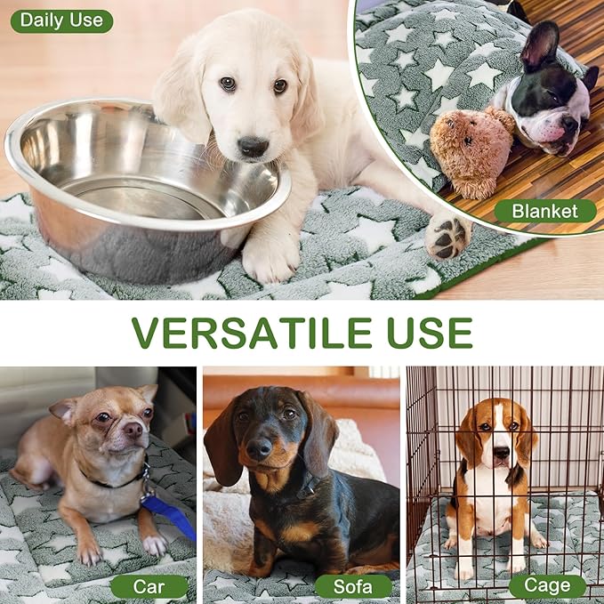 VitalCozy 4 Pcs Dog Crate Pads, Ultra Soft Warm Washable Anti-Slip Kennel Bed Mat for Pets, Reversible, Replaceable, Cozy Cage Liner for Small Medium Large Dogs and Cats(18 x 24 x 1.6 Inch,Green)