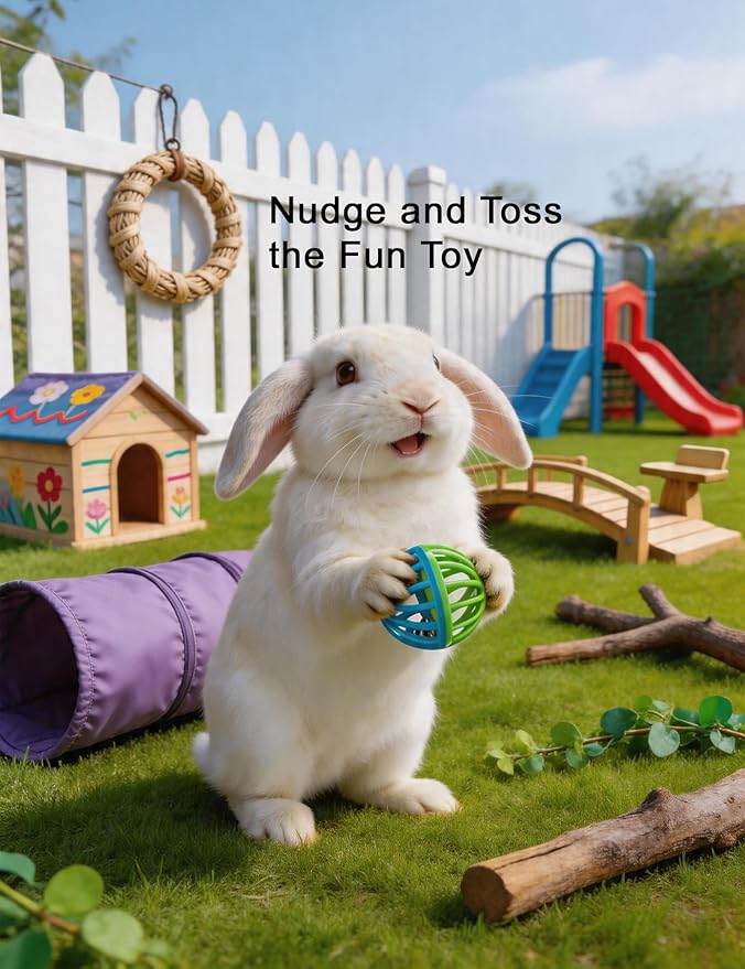10 Pieces Rabbit Toys, Non-Toxic PP Bunny Toys, Smooth Edge Chew Balls for Rabbits, Fun Rolling Play for Teeth Care