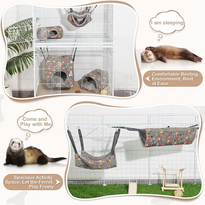 Ferret Hammock 8 Pack Guinea Pig Hammock Washable Rat Chinchilla Hammock Hamster Cage Accessories Cozy Ferret Bed Toys for Small Animals Pet Sugar Glider