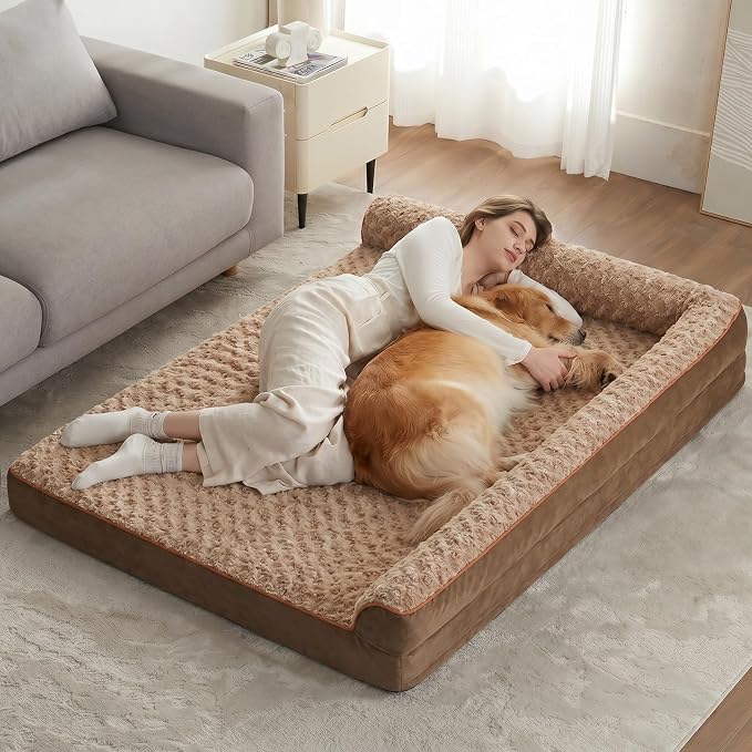 BFPETHOME Orthopedic Dog Bed for Extra Large Dogs-Big Waterproof Sofa Dog Bed with Removable Washable Cover, Large Pet Bed with Waterproof Lining and Nonskid Bottom,Pet Bed for Large Dogs