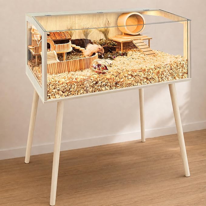 PROLEE Hamster Cage with Legs, Guinea Pig Cages Chew Proof, Hamster House, Hamster Cages and Habitats, Small Animal Cage, 48" L x 20" W x 47.5" H